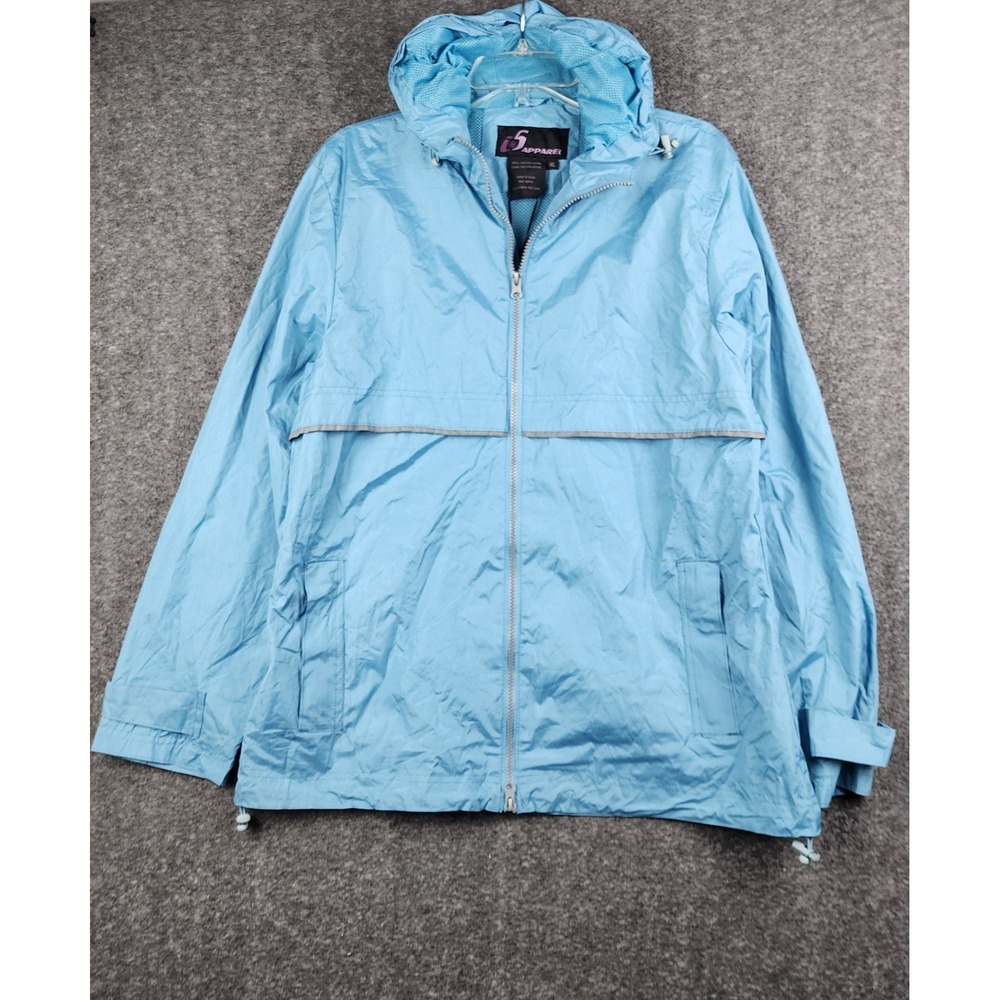 i5 Apparel Windbreaker Jacket Womens XL Air Blue Reflective Hooded L5604 NEW